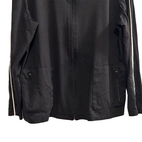 Spa by Chico's Women's Black Jacket Size 2 with White Piping Casual - Picture 3 of 12